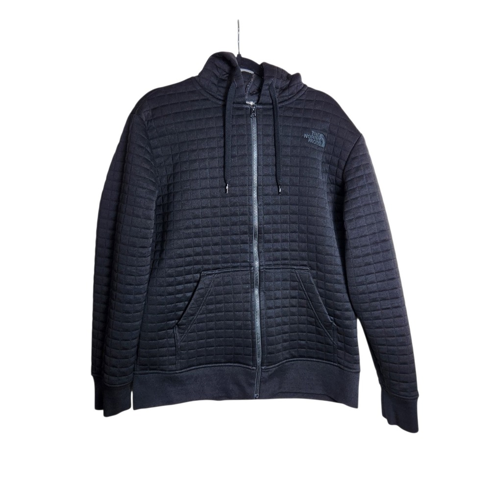 The North Face Mens Black Quilted Grid Full Zip Hoodie Large